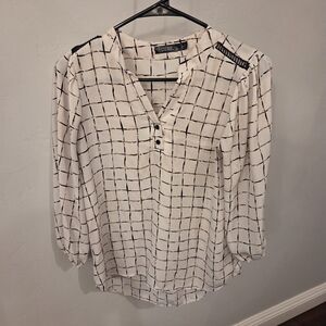 Cure Women's Checkered Blouse - White and Black